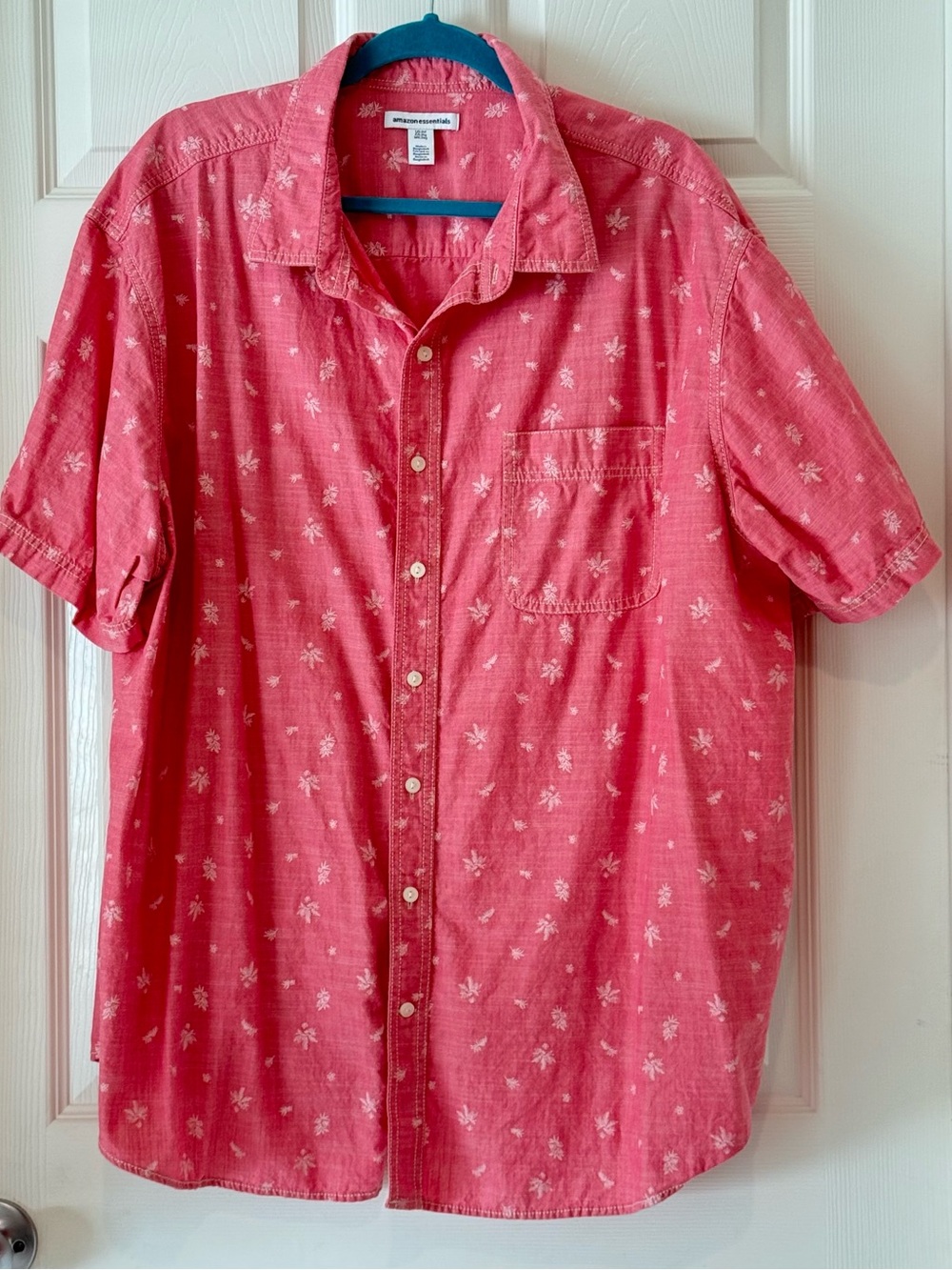Amazon Essentials Coral Red Short-Sleeve Button-Down Shirt